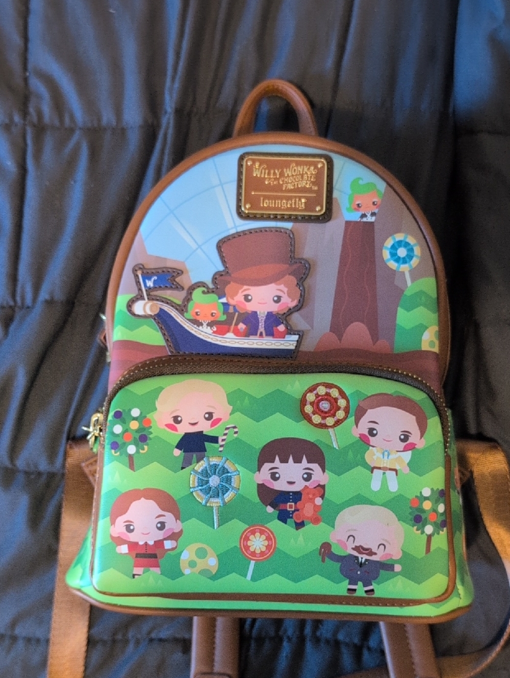 Loungefly Willy Wonka 50th Anniversary Cartoon Character Mini Backpack
